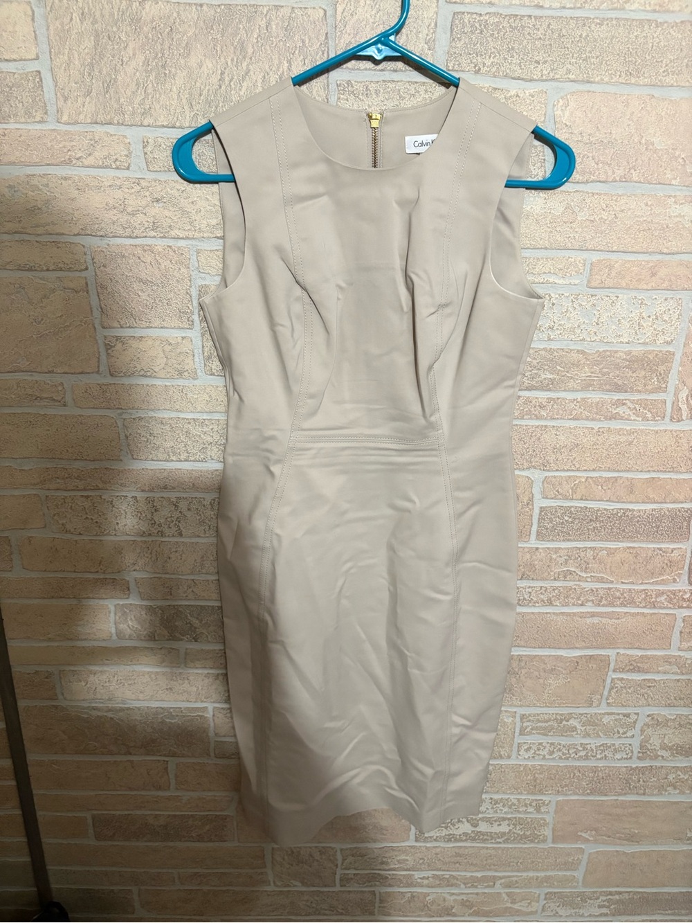 Calvin Klein Tan Sleeveless Sheath Dress